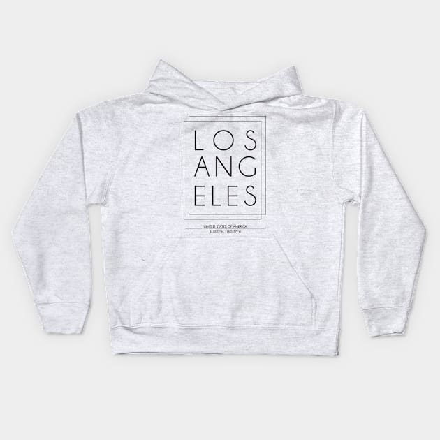 Los Angeles city Minimal Typography 2 Kids Hoodie by StudioGrafiikka